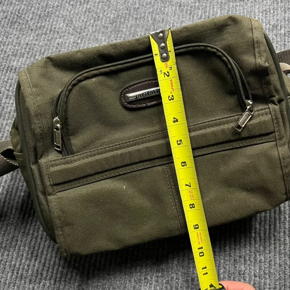 Jaguar Mens Messenger Bag Olive Green Canvas Shoulder Travel Satchel toiletry 12